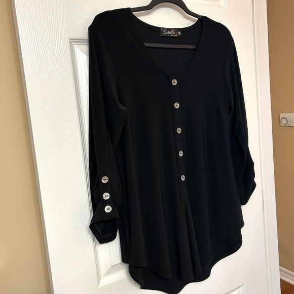 Sympli Unity Henley Tunic Black/Silver Buttons Size 10 - Picture 5 of 14